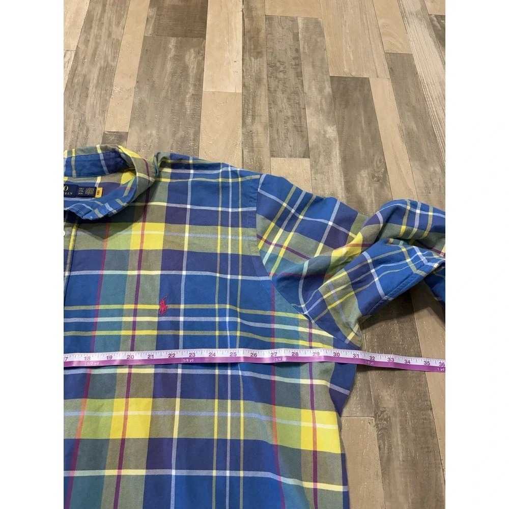 Polo Ralph Lauren Mens 3XLT Classic-Fit Plaid Button-Down Cotton Oxford Shirt